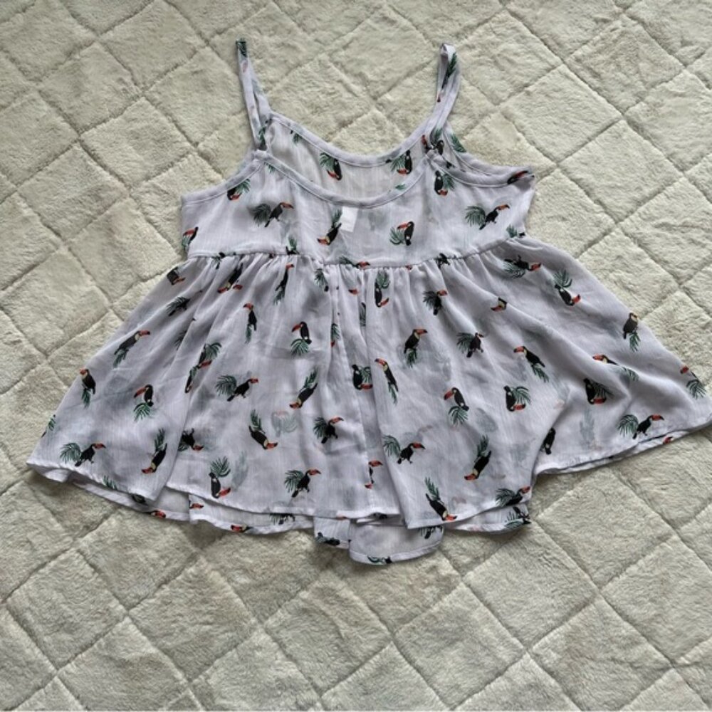 Torrid | Chiffon Peplum Toucan Print Babydoll Tank | Size 00 - Picture 5 of 11